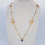 Cadena Aro Seguido Treboles 7.6gr / 50.6cm / 1.1mm Diamantada Circones Azules Oro Amarillo 18K & Cadena Aro Seguido Treboles 7.6gr / 50.6cm / 1.1mm Diamantada Circones Azules Oro Amarillo 18K &