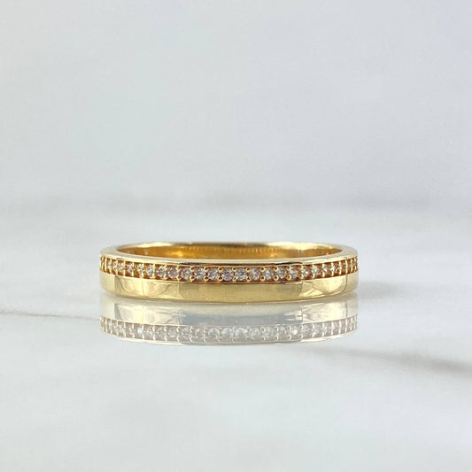 Basteada Band Ring 3.95gr / Size 10 3/4 / White Zircons 18K Yellow Gold ©