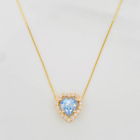 Set Cadena Veneciana + Dije Corazón Moisanitas 1.02 qts / 2.3g / 16 in Oro Amarillo 18K
