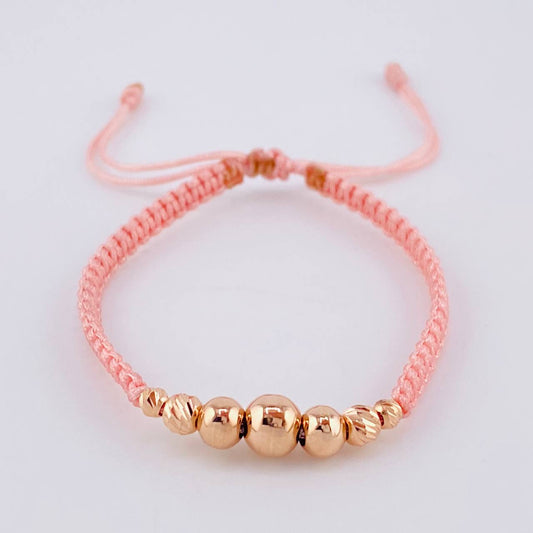 Pulsera Tejida Rosada Lisas 3 Und / 5Mm-6Mm / Diamantadas 4 Und / 3Mm-4Mm Oro Rosa 18K