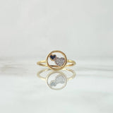 Hearts Ring 1.5gr / Size 6 1/2 / White-Black Zircons Two Yellow and White Golds Hearts Ring 1.5gr / Size 6 1/2 / White-Black Zircons Two Yellow and White Golds