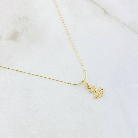 Set Cadena y Dije Hilo Petit + Ancla 1.35gr / 17 3/4 in / Oro Amarillo 18K