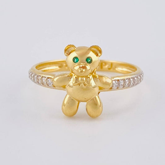 Anillo Oso Corbatín 2.4 g / T6 1/2 Dos Oros Amarillo Blanco 18K
