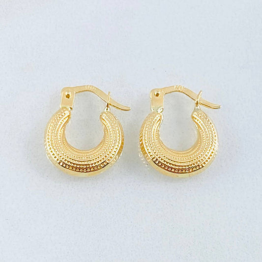 Candongas Meza Punteada 1.15gr / 1/2 in / Oro Amarillo 18K *