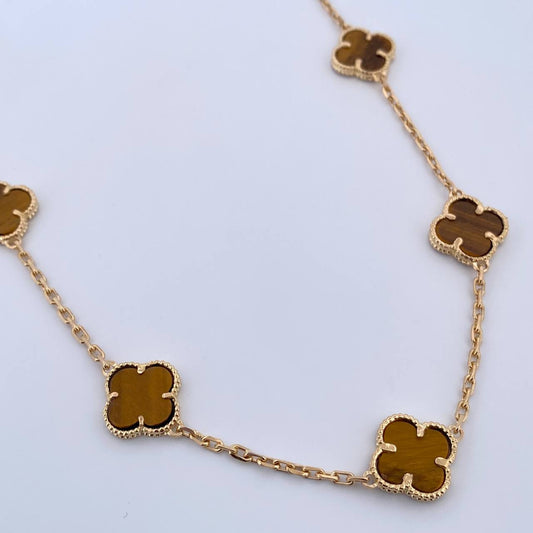 Cadena Aro Seguido Trebol 31gr / 68.2cm / 1.8mm Ojo De Tigre Oro Amarillo 18K &