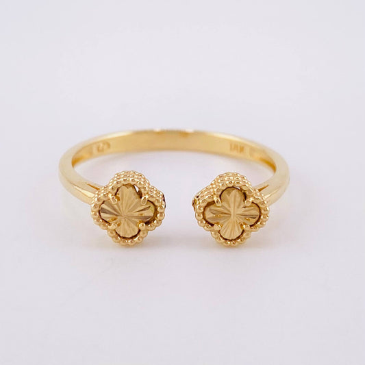 Anillo Dos Trebol 2.05g / T7 Oro Amarillo 18K