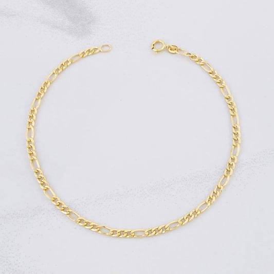 Pulso Figaro 1g / 8 in / 2.55mm Oro Amarillo 18K
