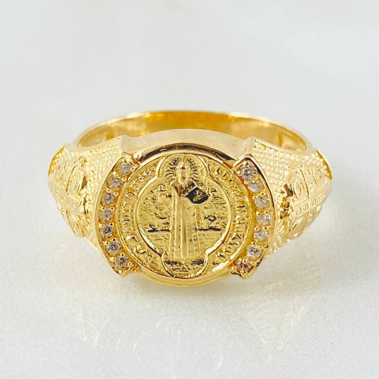 Anillo San Benito Escudo Punteado 8.7gr / T11 / Oro Amarillo 18K ©