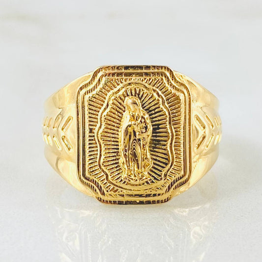 Anillo Virgen Guadalupe Espiga Lineal 7.25gr / T11 1/2 / Oro Amarillo 18K ©