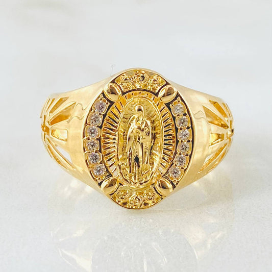 Anillo Virgen Guadalupe Cruz Destello 6.45gr / T9 / Oro Amarillo 18K ©