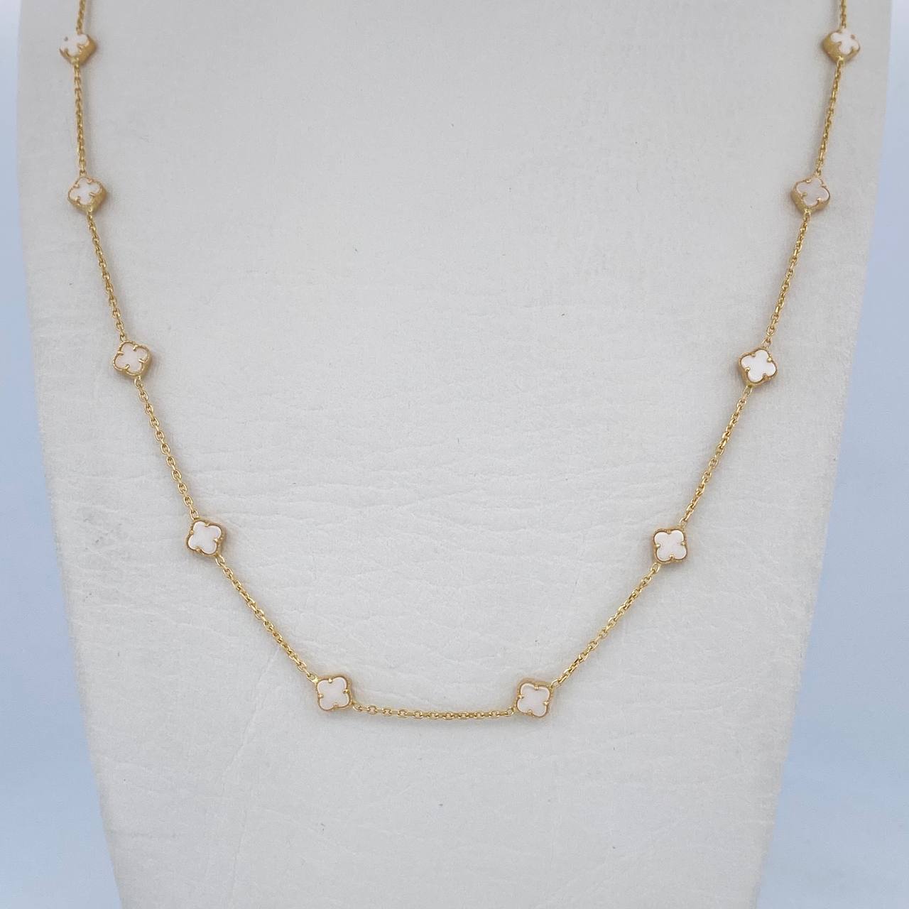 Cadena Trebol Aro Seguido 5.3gr / 45.7cm / 1mm Agata Blanco Oro Amarillo +4 18K & Cadena Trebol Aro Seguido 5.3gr / 45.7cm / 1mm Agata Blanco Oro Amarillo +4 18K &