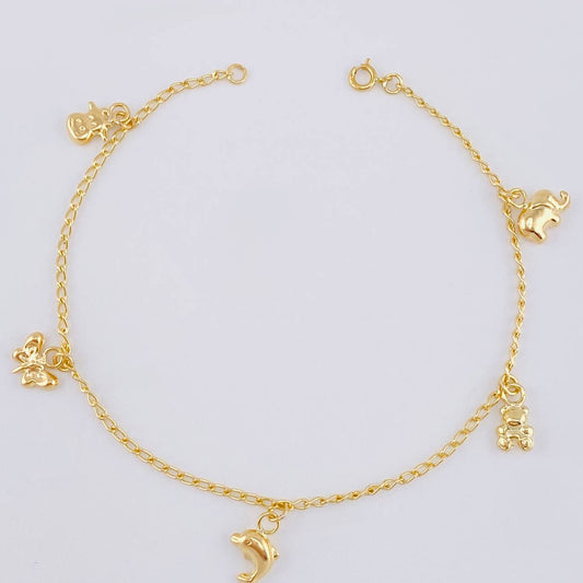 Pulso Espiga Dijes 2.35 g / 7 1/2 in / 1.4 mm Oro Amarillo 18K