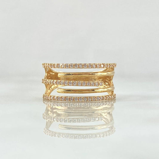 Claw Ring Embraced 3g / T7 3/4 / White Zircons Yellow Gold 18K