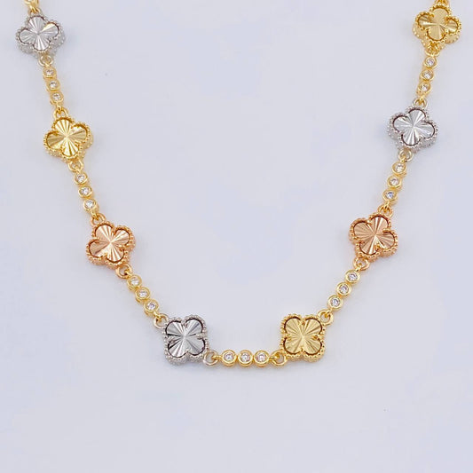 Cadena Burbujas De Trebol Diamantada 28.7 g / 20 1/4 in / 9.3 mm Tres Oros 18K