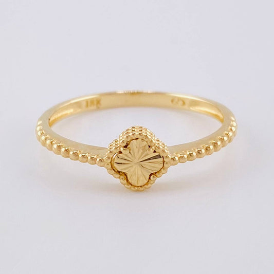 Anillo Trebol Burbujas 1.5 g / T7 1/4 Oro Amarillo 18K