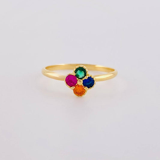 Anillo Trebol Cuatro Hojas 1.35 g / T5 3/4 Oro Amarillo 18K