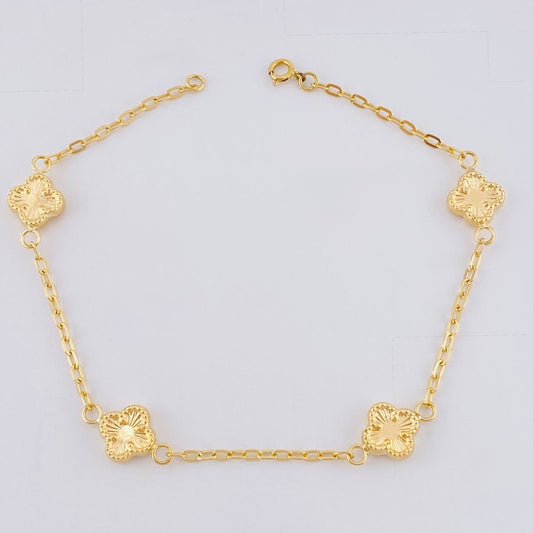 Pulso Cajón Trebol Diamantado 2.85 g / 7 1/4 in / 1.6 mm Oro Amarillo 18K