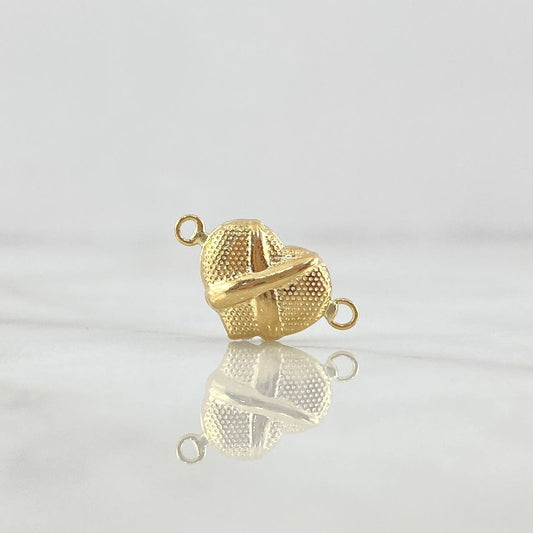 Charm Textured Heart 0.6gr / 1.7cm / Crossed 18K Yellow Gold