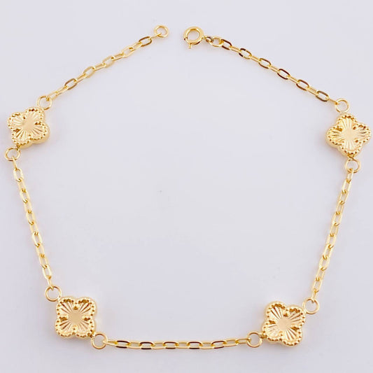 Pulso Cajon Trebol Diamantado 3.55 g / 7 1/2 in / 1.6 mm Oro Amarillo 18K