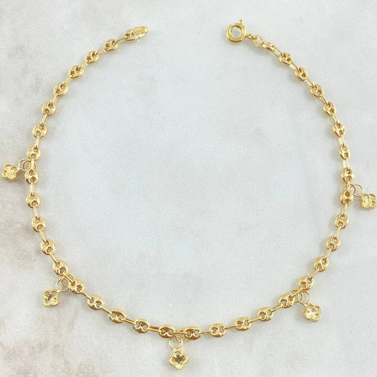 Tobillera GC Flores Trebol 3.7gr / 25cm / Oro Amarillo 18K