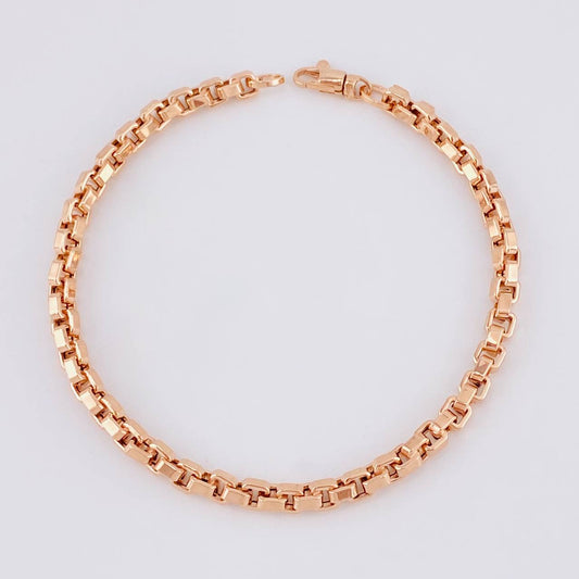 Pulso Veneciana Cuadrada 6.25g / 8 1/4 in / 4.4mm Oro Rosa 18K