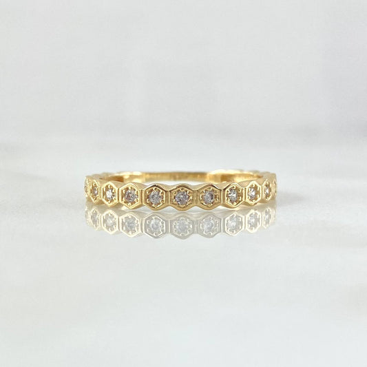 Anillo Ojos Rombicos 1.6gr / T6 / Circones Blancos Oro Amarillo 18K
