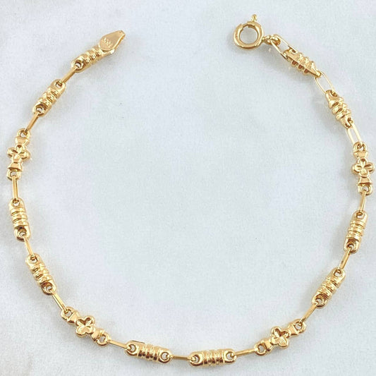 Pulso Rustico Cilindro Trebol 3.95gr / 21cm / Oro Amarillo 18K