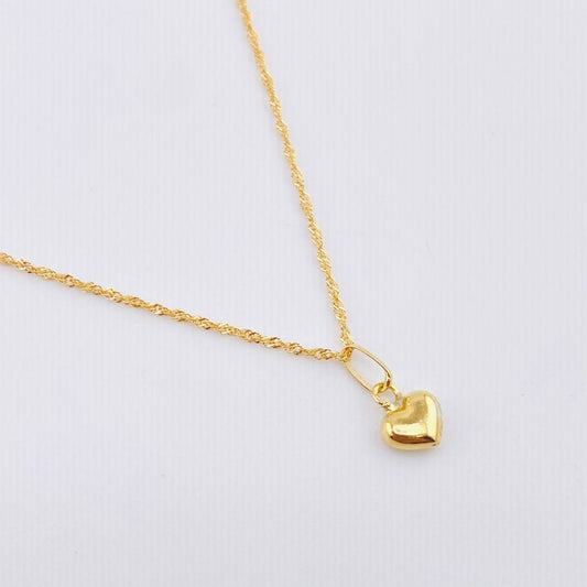 Set Cadena y Dije Singapur + Corazón 1.25gr / 19 3/4 in / 1mm Oro Amarillo 18K *