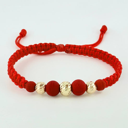 Pulsera Roja Neo Rayado 3und / 5mm-6mm Oro Amarillo 18K (A.C)