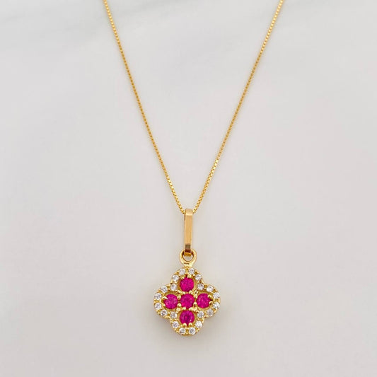 Set Cadena Veneciana + Dije Trebol / 2.15 g / 17 3/4 in Oro Amarillo 18K