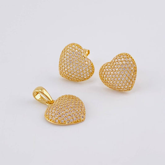 Topos Set Corazón Tupido 5.25g / in / 12.7mm Oro Amarillo 18K