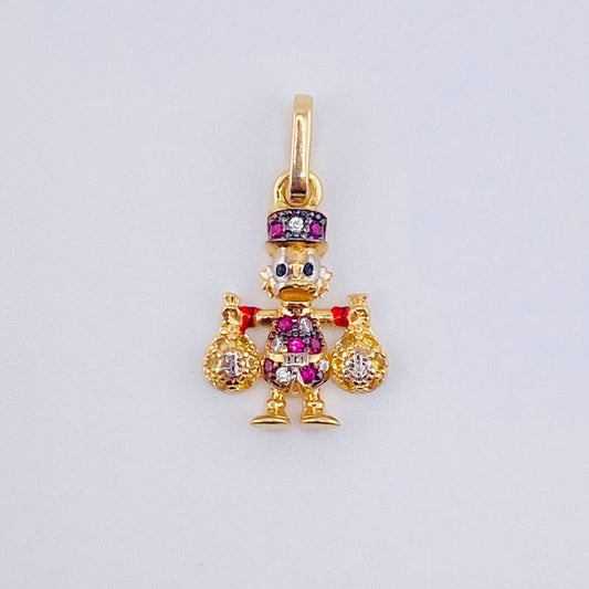 Dije Pato Bolsa Dinero 1.6gr / 3/4 in / Dos Oros Amarillo Blanco 18K ©