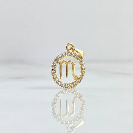 Dije Signo Escorpio 1gr / 2cm / Circones Blancos Oro Amarillo 18K