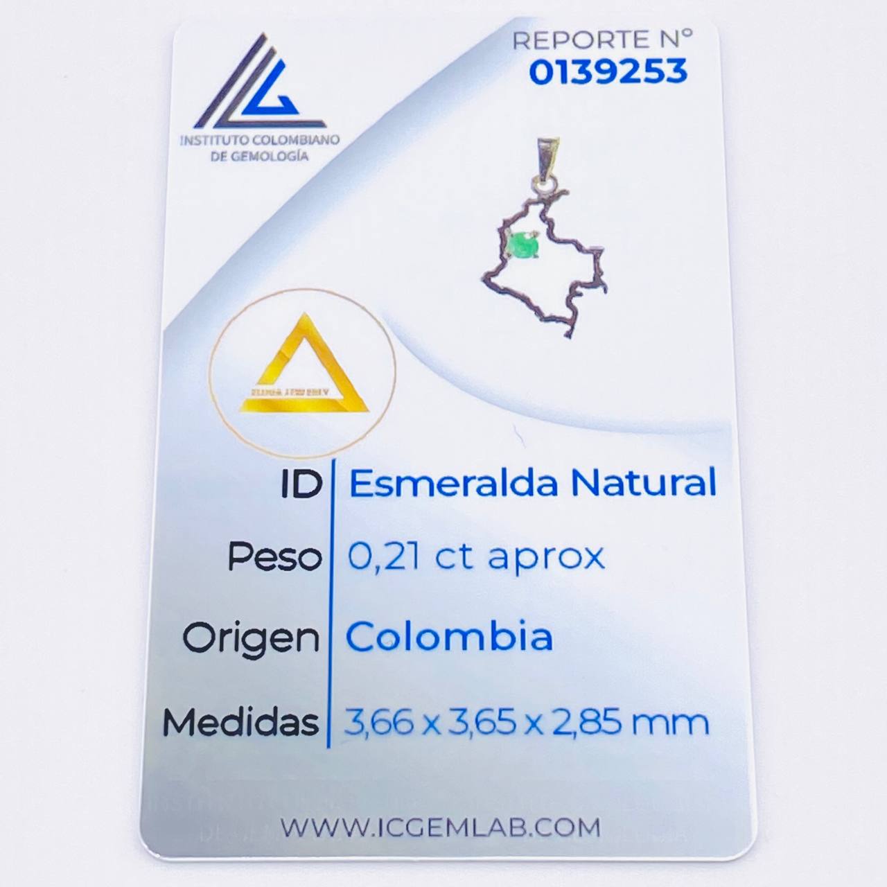 Dije Mapa Colombia Esmeralda 21pts 1.65gr / 1 in / Oro Amarillo 18K © Dije Mapa Colombia Esmeralda 21pts 1.65gr / 1 in / Oro Amarillo 18K ©