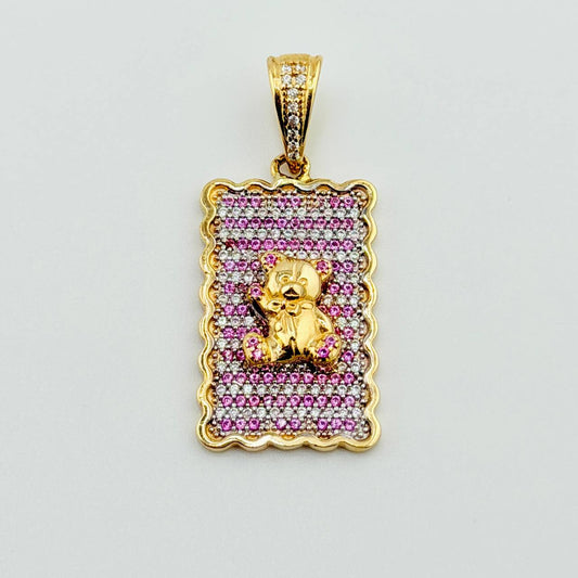 Dije Placa Oso Ondeada 5.9gr / 1 1/2 in / Oro Amarillo 18K ©