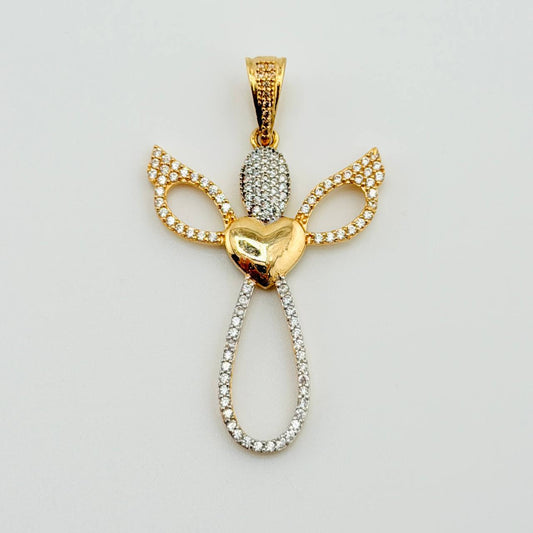Dije Cruz Corazón Angel 5gr / 2 in / Oro Amarillo 18K ©
