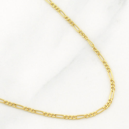 Cadena Figaro 1.3gr / 17 3/4 in / 1.4mm Oro Amarillo +1 18K !