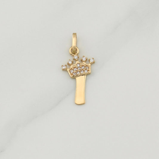 Dije Letra I Corona 0.65 g / 3/4 in Oro Amarillo 18K