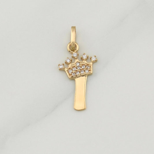 Dije Letra I Corona 0.65 g / 3/4 in Oro Amarillo 18K