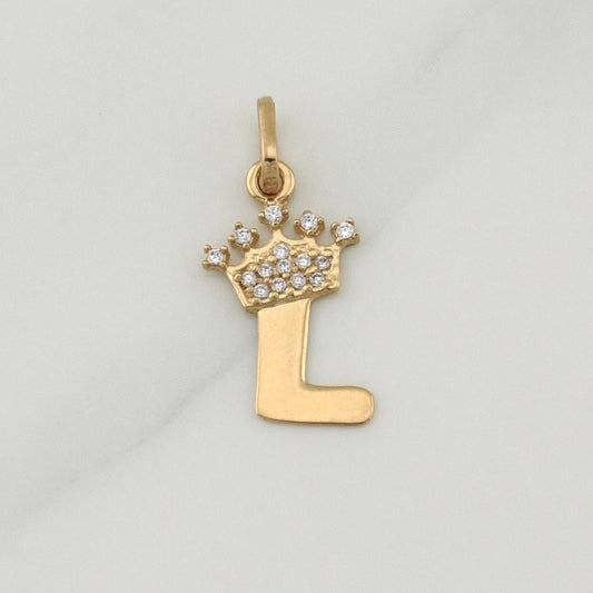 Dije Letra L Corona 0.7 g / 3/4 in Oro Amarillo 18K