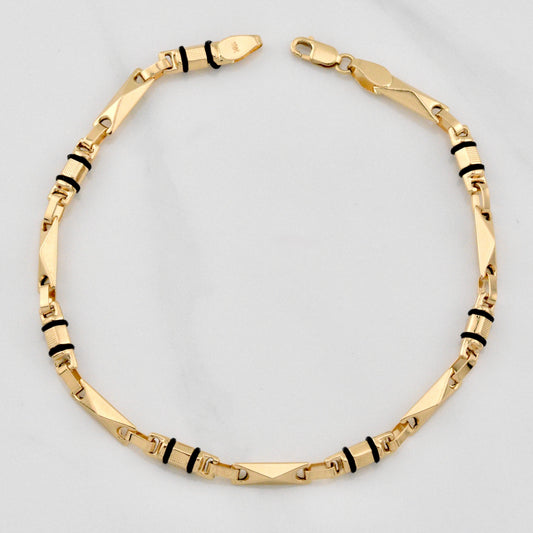 Pulso Rustico Barril Relieve 5.05g / 8 3/4 in / 4mm Oro Amarillo 18K