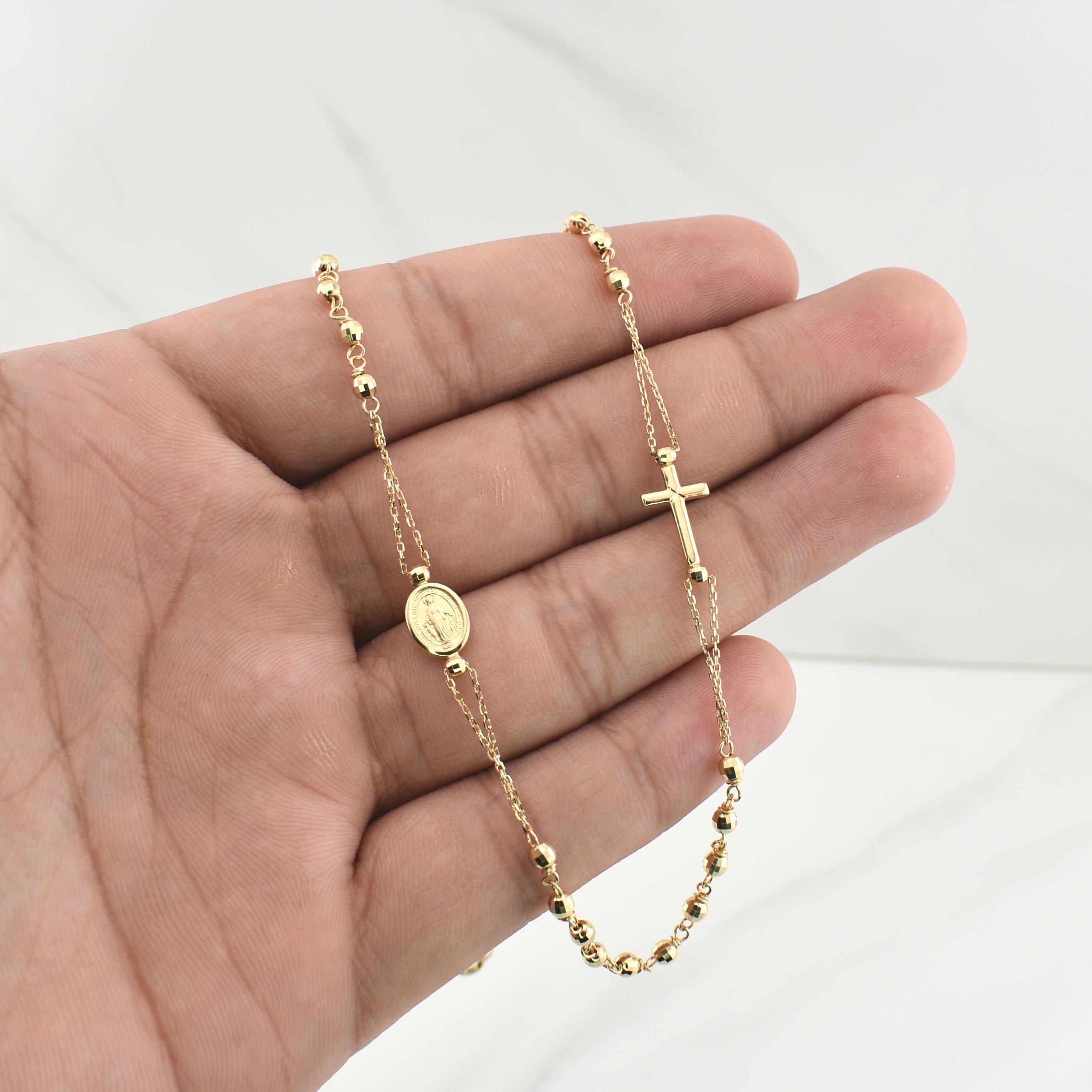 Rosario Virgen Milagrosa Cruz Aro Seguido 5.65gr / 17 1/2 in / 3mm Oro Amarillo +4 18K ! Rosario Virgen Milagrosa Cruz Aro Seguido 5.65gr / 17 1/2 in / 3mm Oro Amarillo +4 18K !
