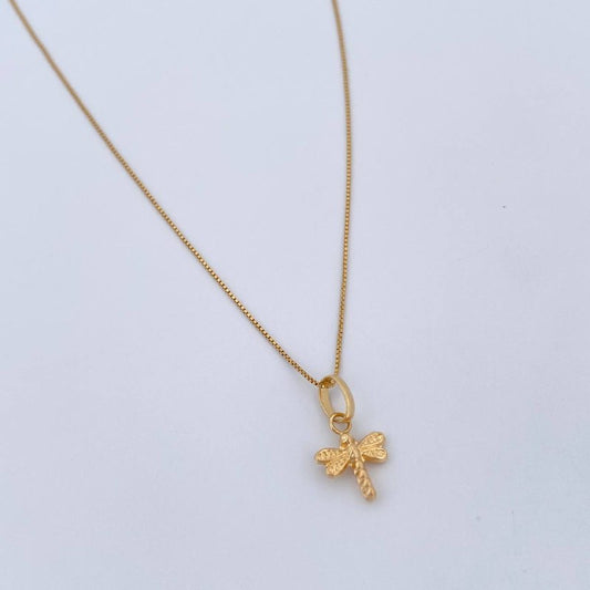 Set Cadena y Dije Veneciana+Libelula 1.25gr / 15 1/2 in / 0.43mm Oro Amarillo 18K $