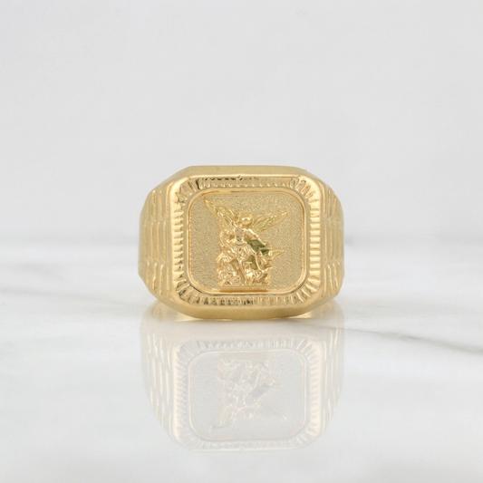 Anillo Arcangel San Miguel 3.6g / T8.75 Oro Amarillo 18K
