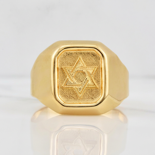 Anillo Estrella de David 3.5g / T10.25 Oro Amarillo 18K