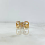 Crossed V Ring 3.75gr / Size 7 1/4 / White Zircons Yellow Gold Crossed V Ring 3.75gr / Size 7 1/4 / White Zircons Yellow Gold