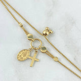 Franco Bracelet Gradual Cross - Virgin Fatima 5.05gr / 20cm / 1mm Yellow Gold +4 Franco Bracelet Gradual Cross - Virgin Fatima 5.05gr / 20cm / 1mm Yellow Gold +4