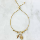 Franco Bracelet Gradual Cross - Virgin Fatima 5.05gr / 20cm / 1mm Yellow Gold +4 Franco Bracelet Gradual Cross - Virgin Fatima 5.05gr / 20cm / 1mm Yellow Gold +4