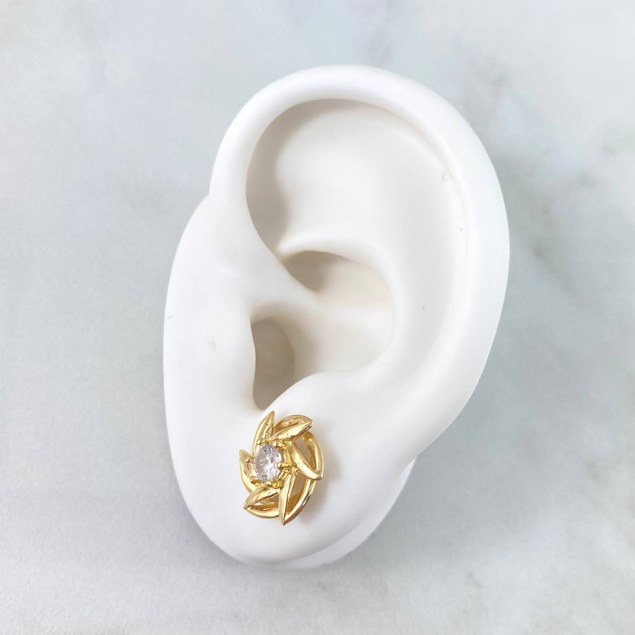 Stud Earrings Helice 3.6gr / 1.2cm / White Zircon - Lobster Claw Yellow Gold Butterfly Stud Earrings Helice 3.6gr / 1.2cm / White Zircon - Lobster Claw Yellow Gold Butterfly