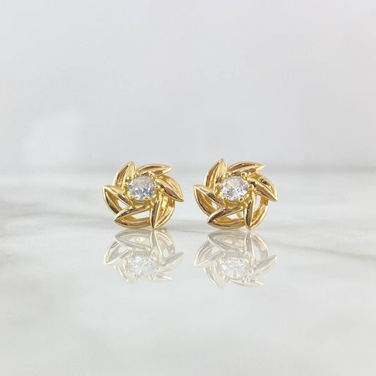 Stud Earrings Helice 3.6gr / 1.2cm / White Zircon - Lobster Claw Yellow Gold Butterfly